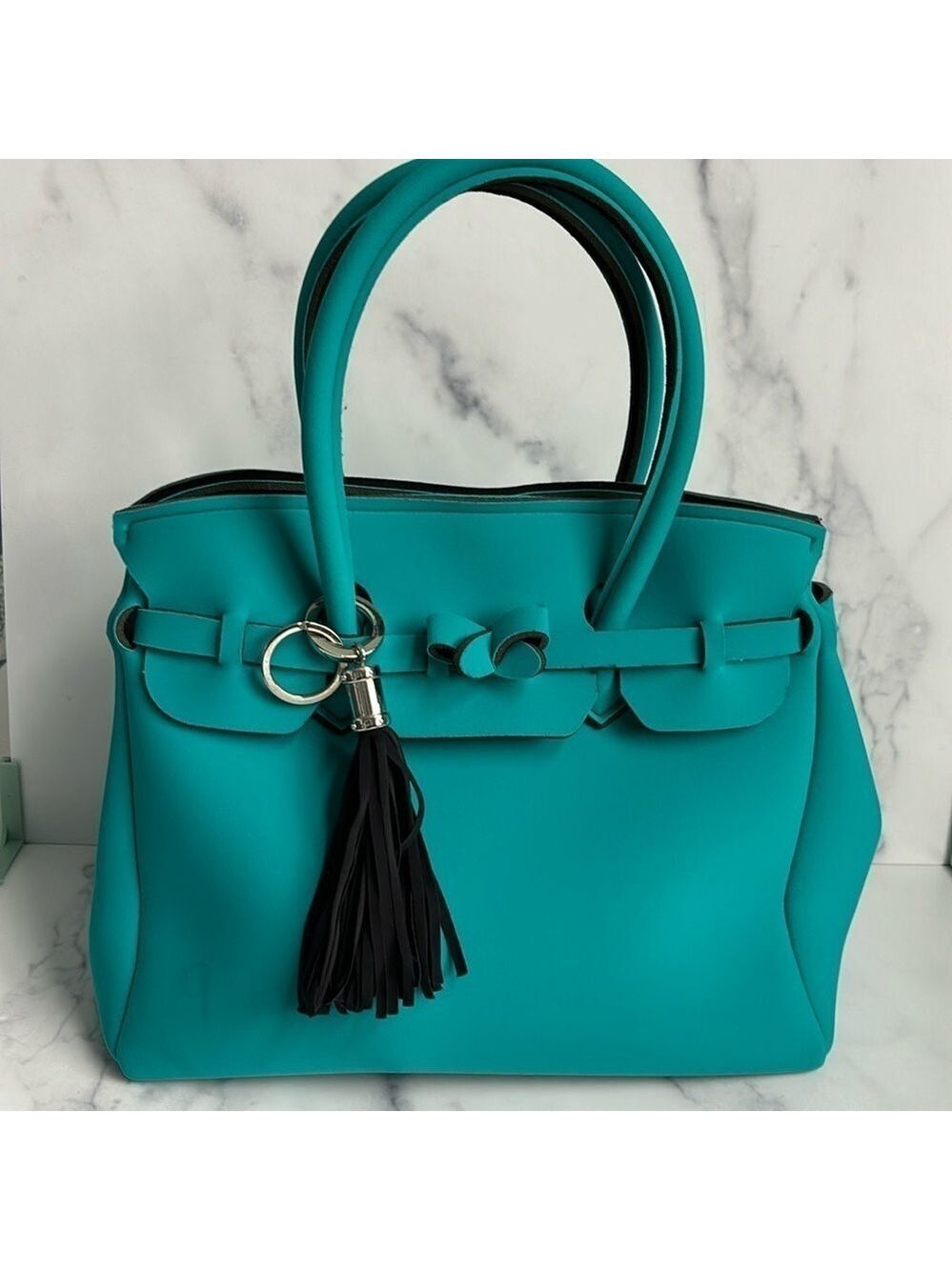 Save My Bag Soft Neoprene Turquoise Blue Satchel Travel Bag